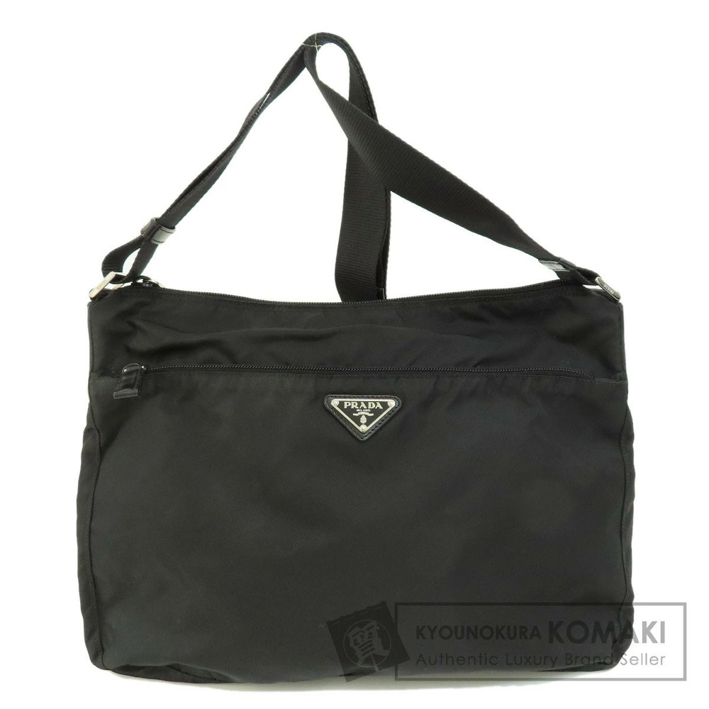 Prada Tessuto Messenger Crossbody Bag black leather trim